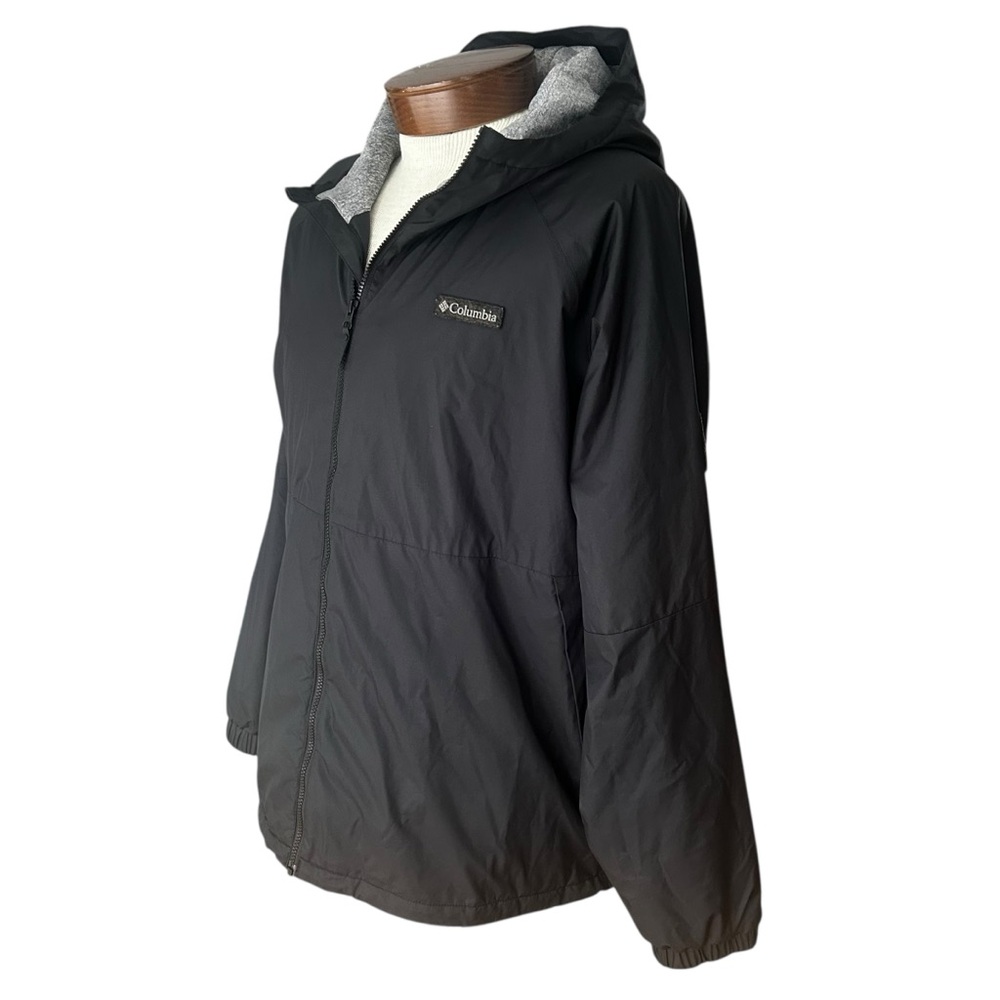 Columbia Black Fleece Lined Hooded Jacket XXL Men’s Water Resistant Zip Up - Picture 8 of 13